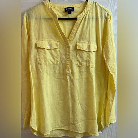 Chaps Yellow Pocket Blouse Women’s Size Small - Picture 1 of 3